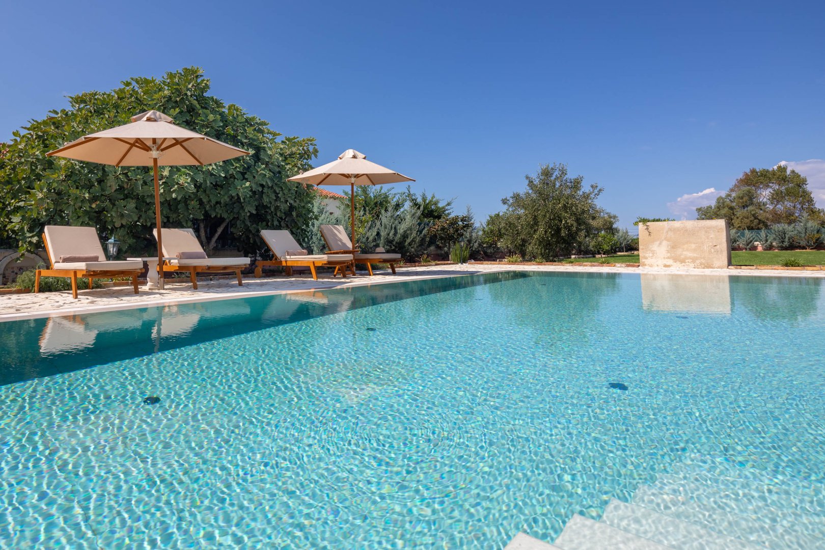 Saltwater pool from water level view